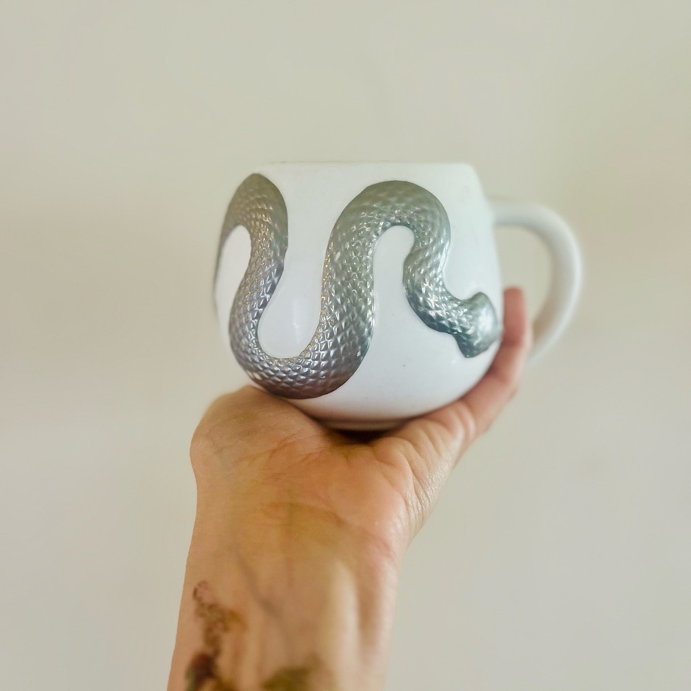 Boho Silver Snake Charmer Whimisgoth Ceramic Witchy Dark Cottagecore Mug